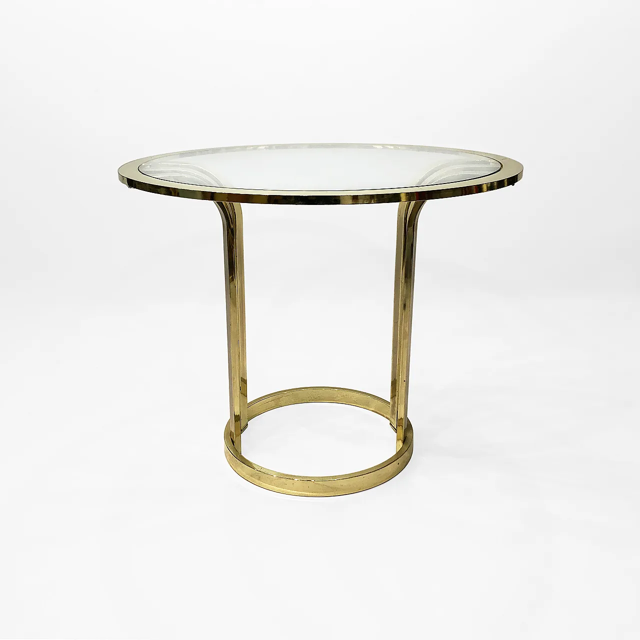 Tavolino Art Déco placcato in ottone, anni '70 4