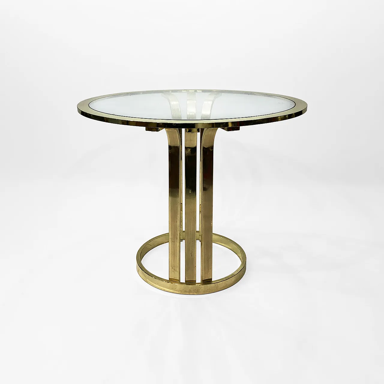 Tavolino Art Déco placcato in ottone, anni '70 5