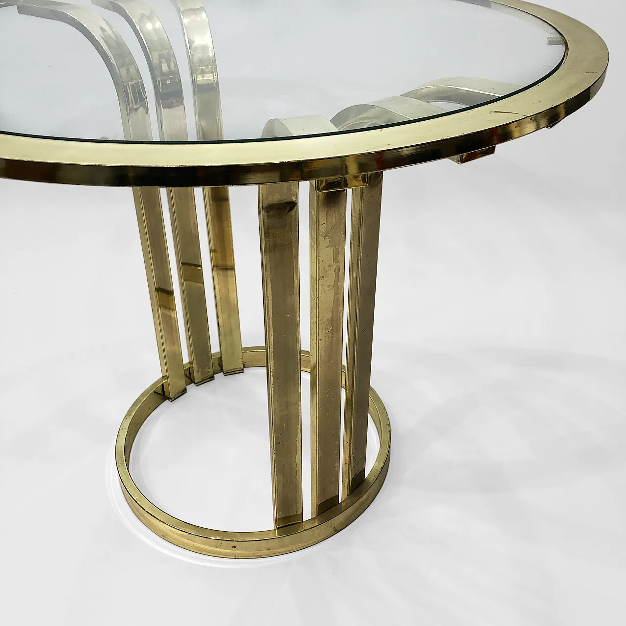 Tavolino Art Déco placcato in ottone, anni '70 8