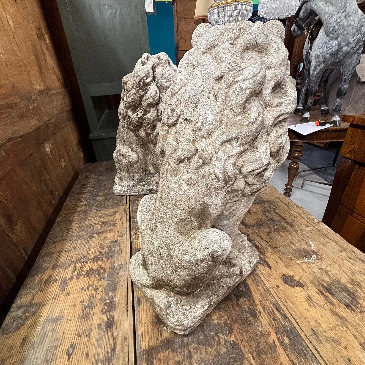 Pair concrete sculptures with lions, 1950s 6