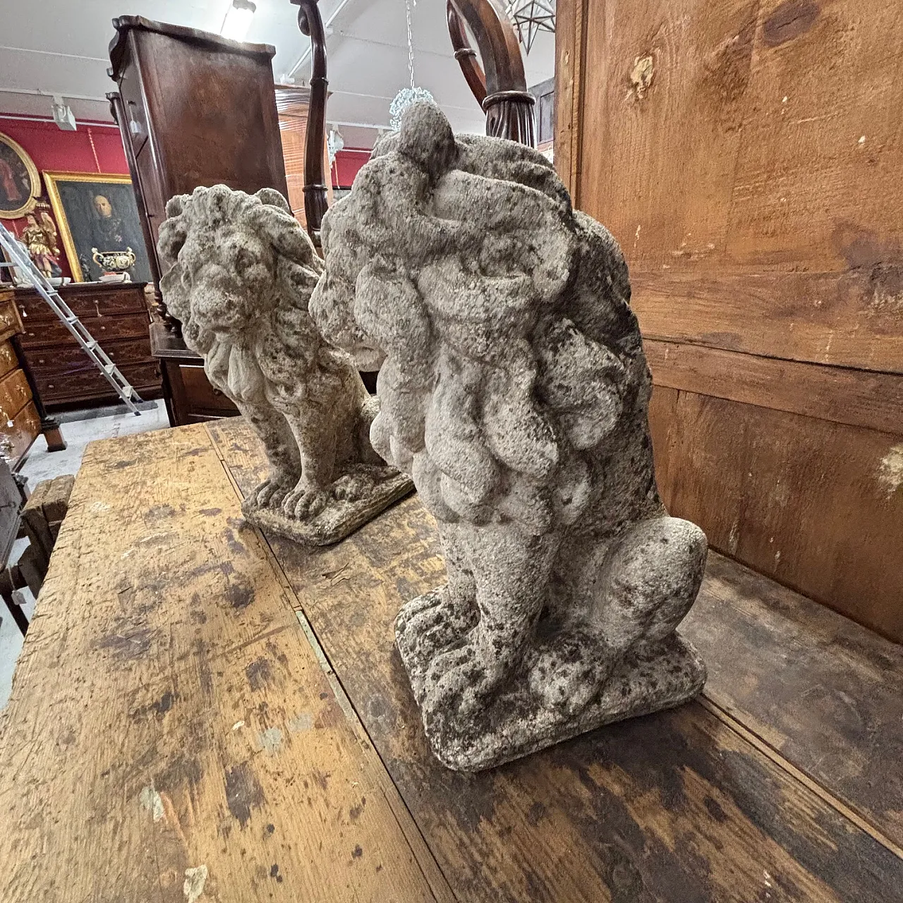 Pair concrete sculptures with lions, 1950s 9