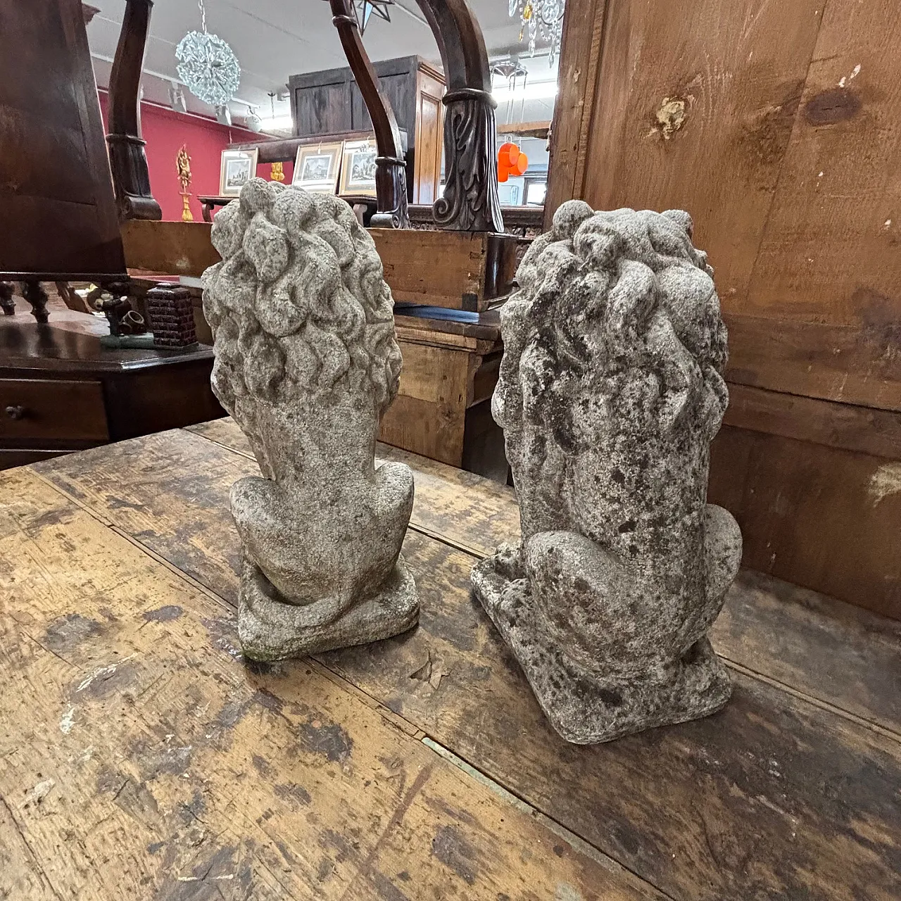 Pair concrete sculptures with lions, 1950s 11