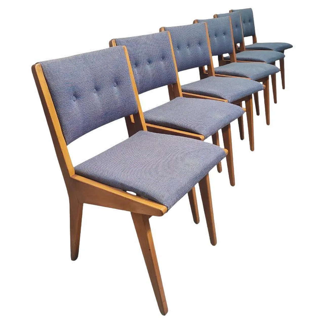 6 Jens Risom dining chairs for Knoll International Model 666, 50s 1