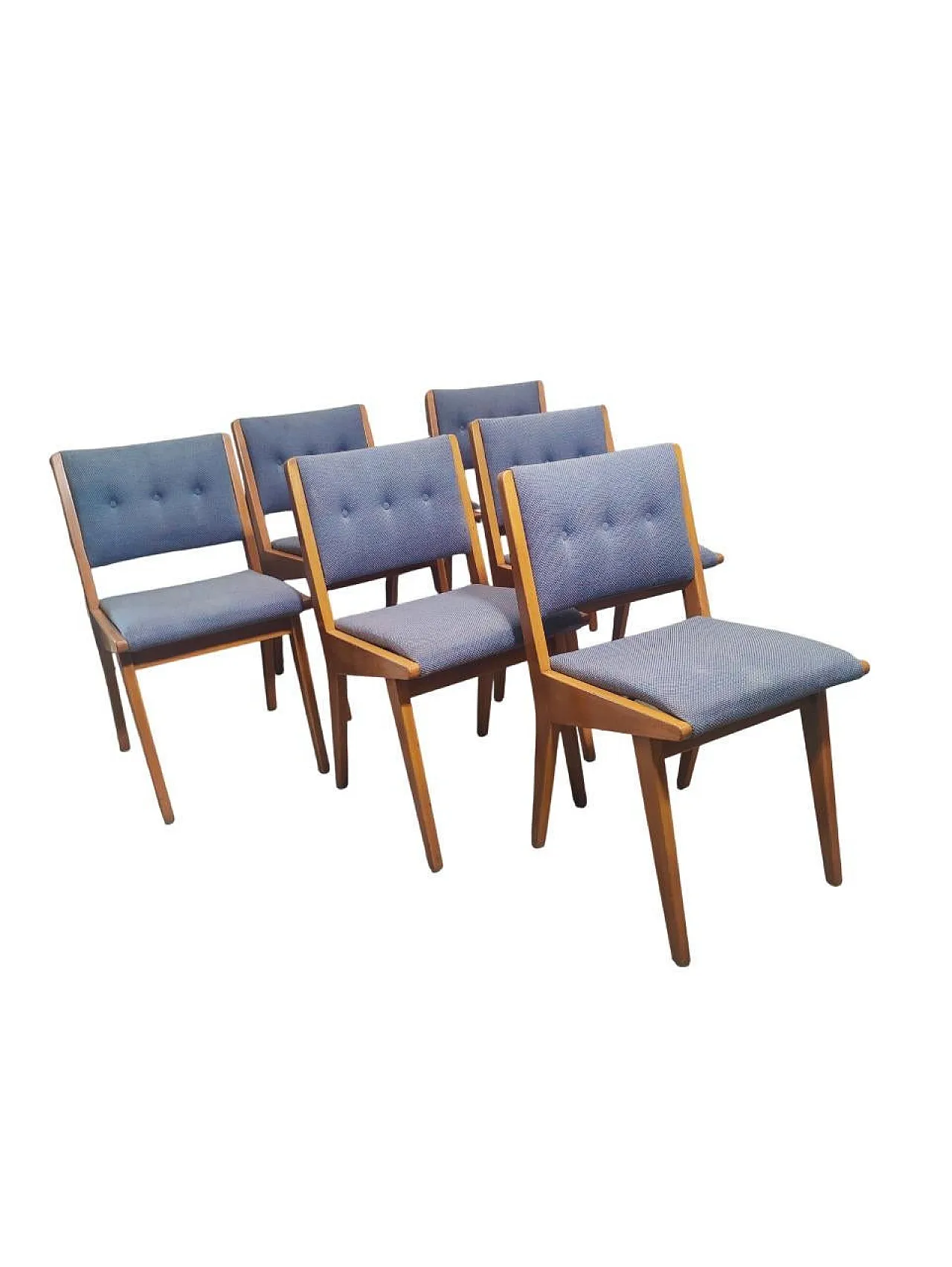 6 Jens Risom dining chairs for Knoll International Model 666, 50s 5