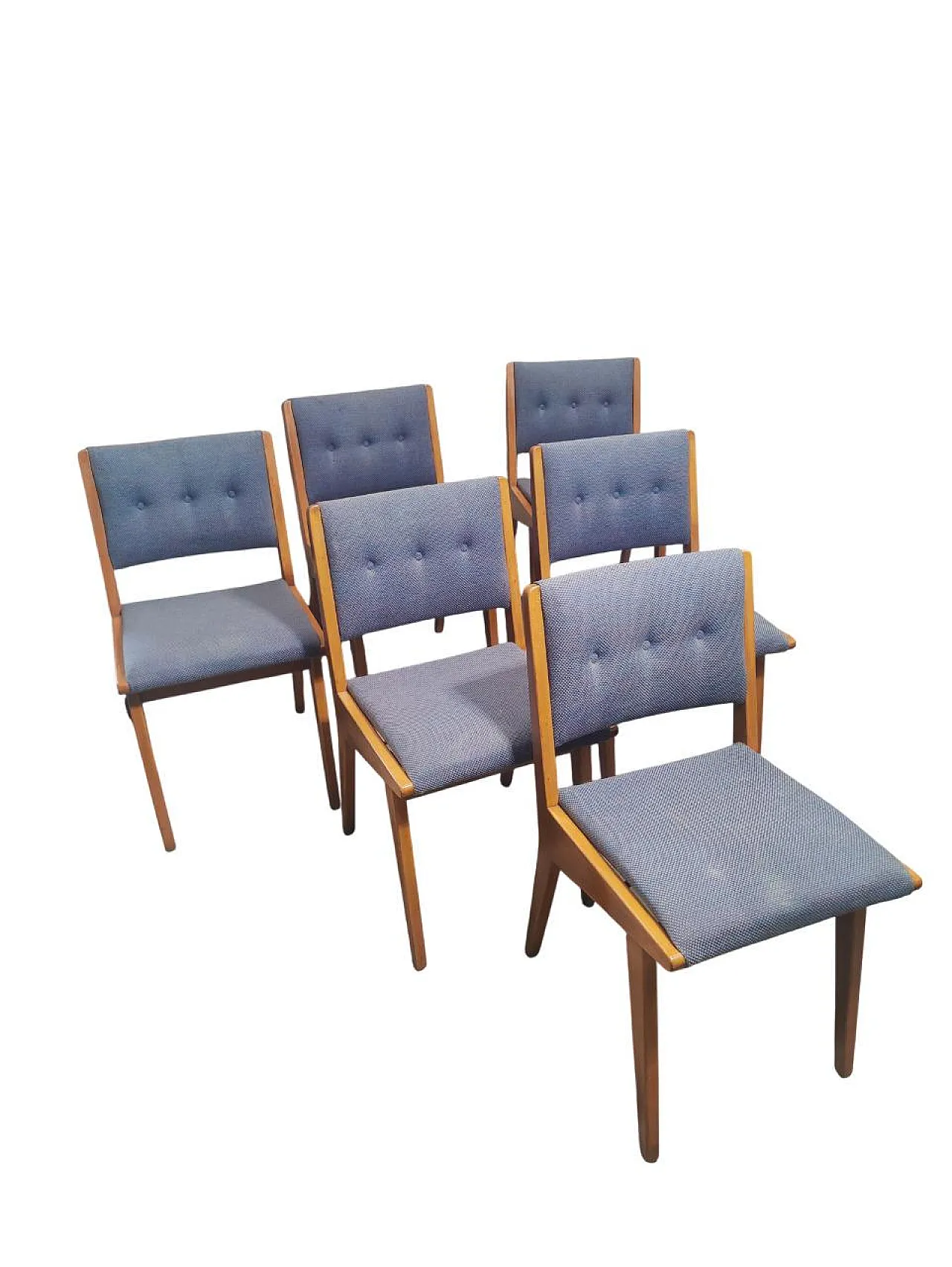 6 Jens Risom dining chairs for Knoll International Model 666, 50s 6