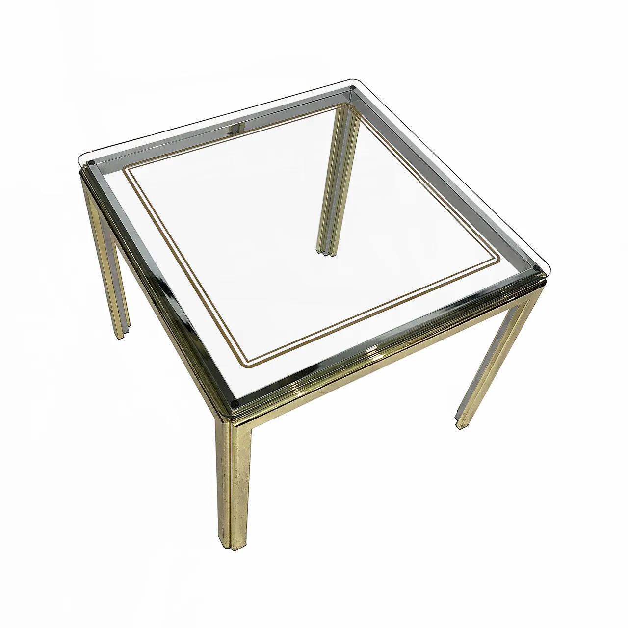 Brass And Chrome Side Table, 1970s 3