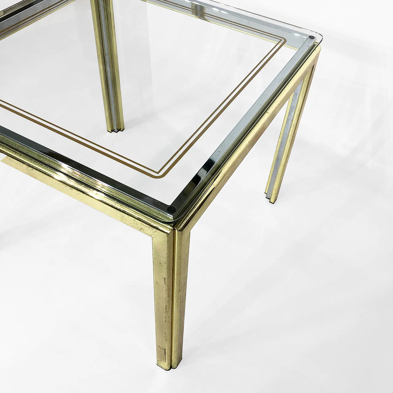 Brass And Chrome Side Table, 1970s 9