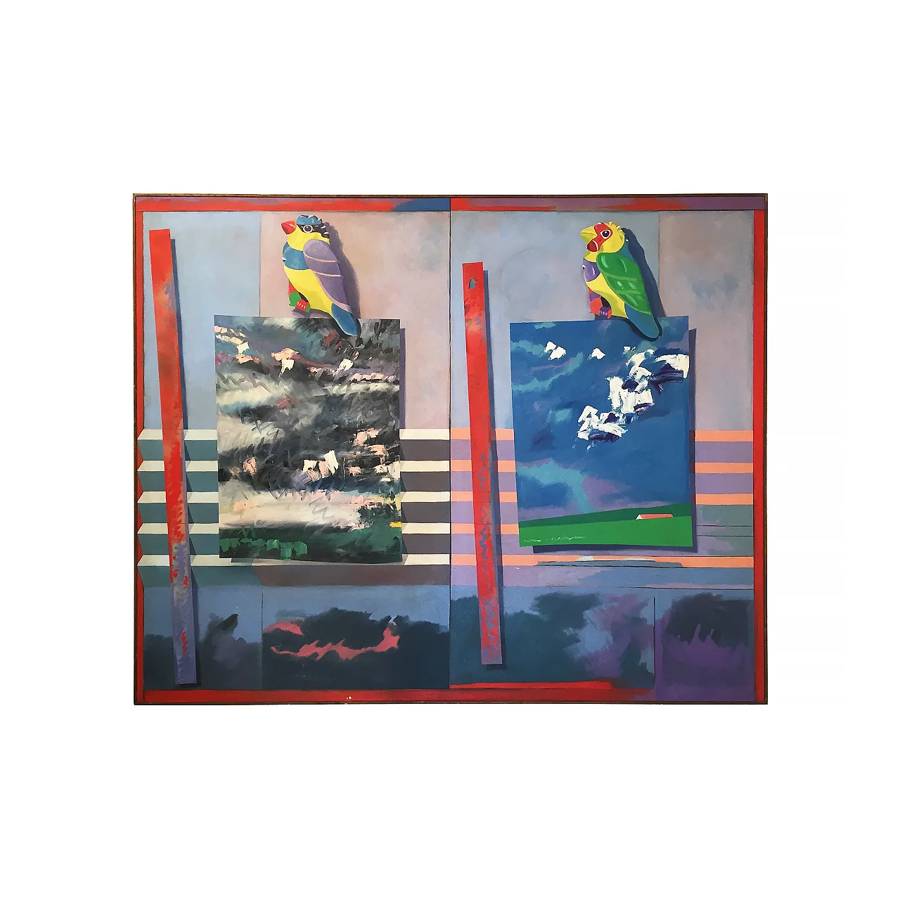 Dipinto 'Mated Measure' di Richard Frank, olio su tela 1980 1