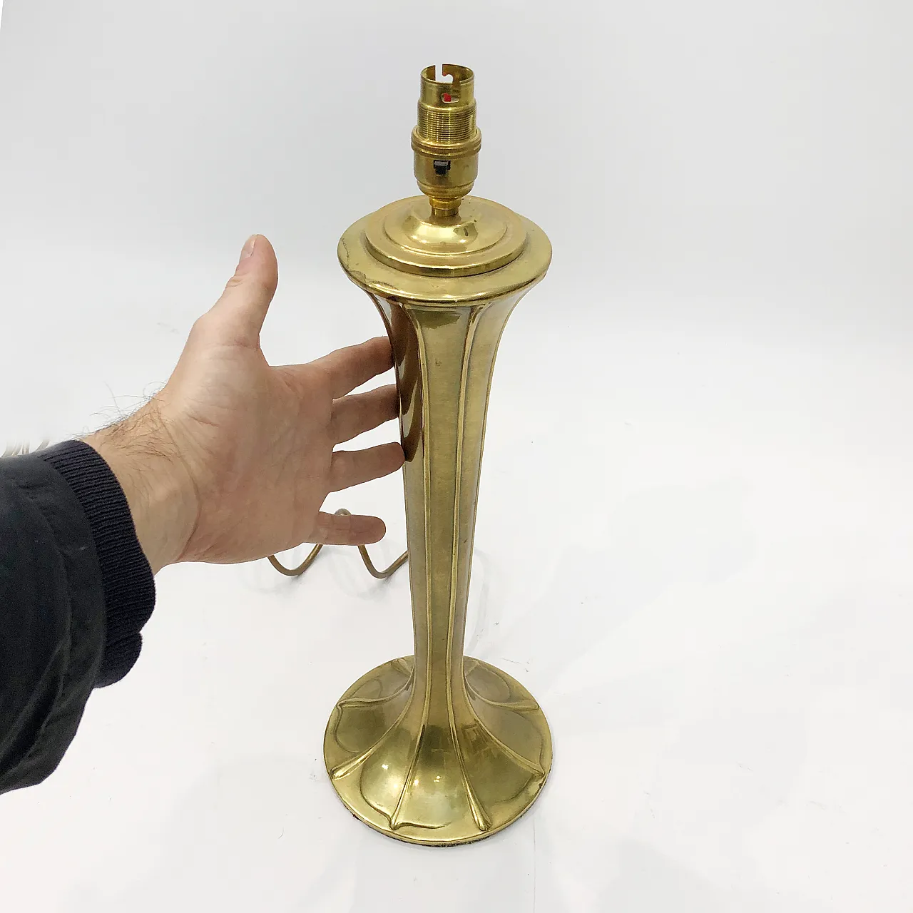 Brass Art Nouveau Style Table Lamp, 70s 6