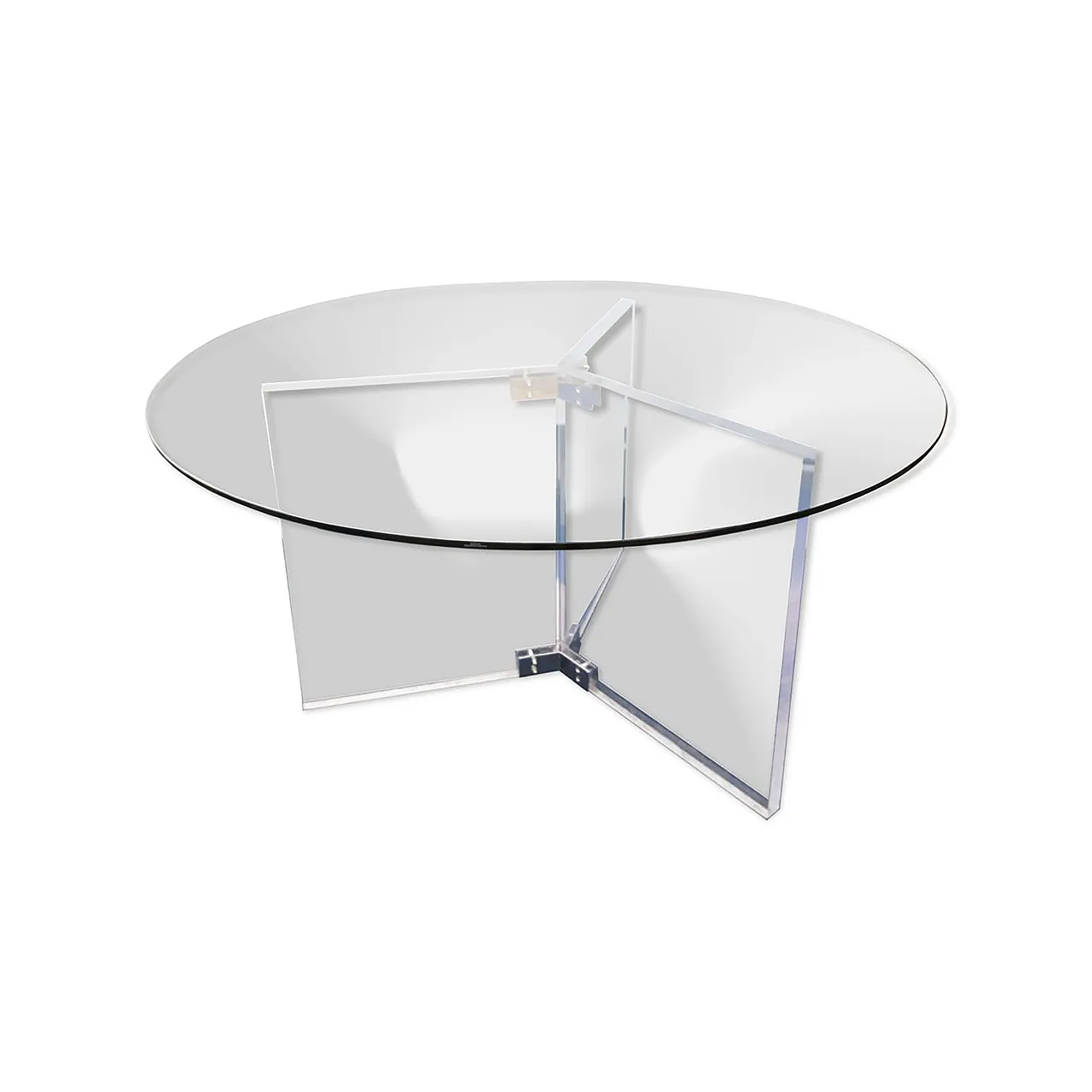 XL Lucite & Glass Round Dining Table 1