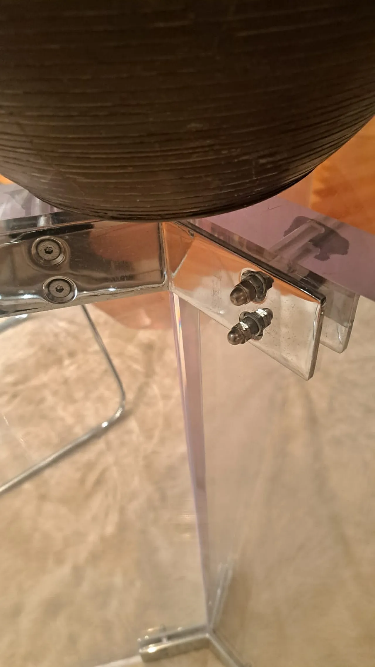 XL Lucite & Glass Round Dining Table 2