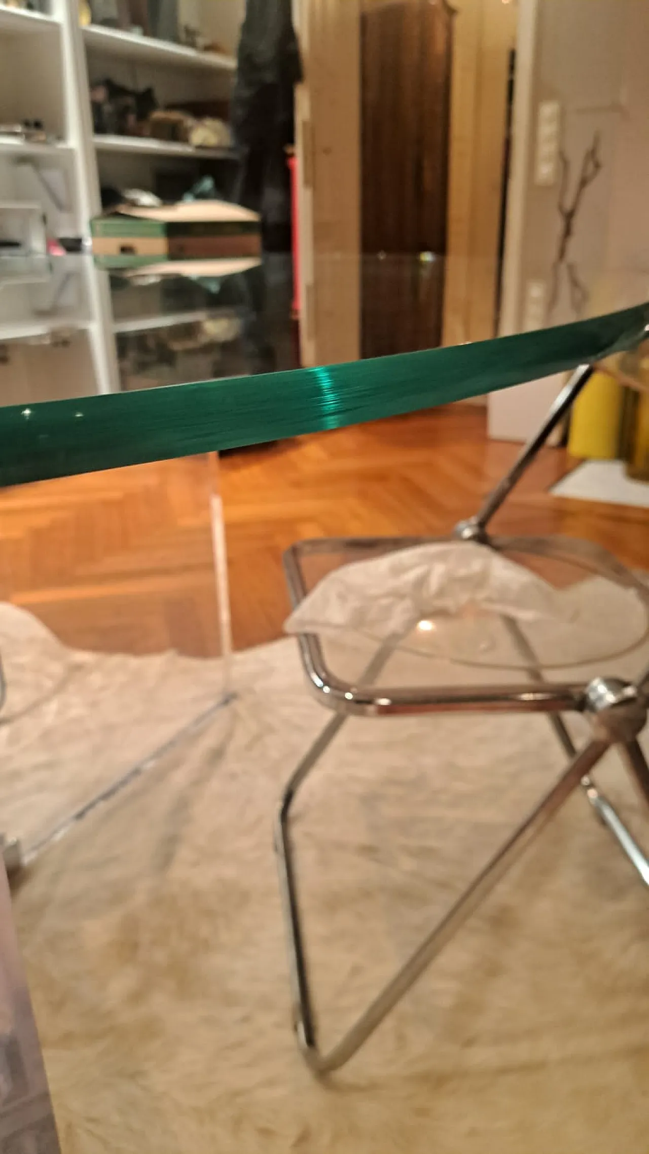 XL Lucite & Glass Round Dining Table 3
