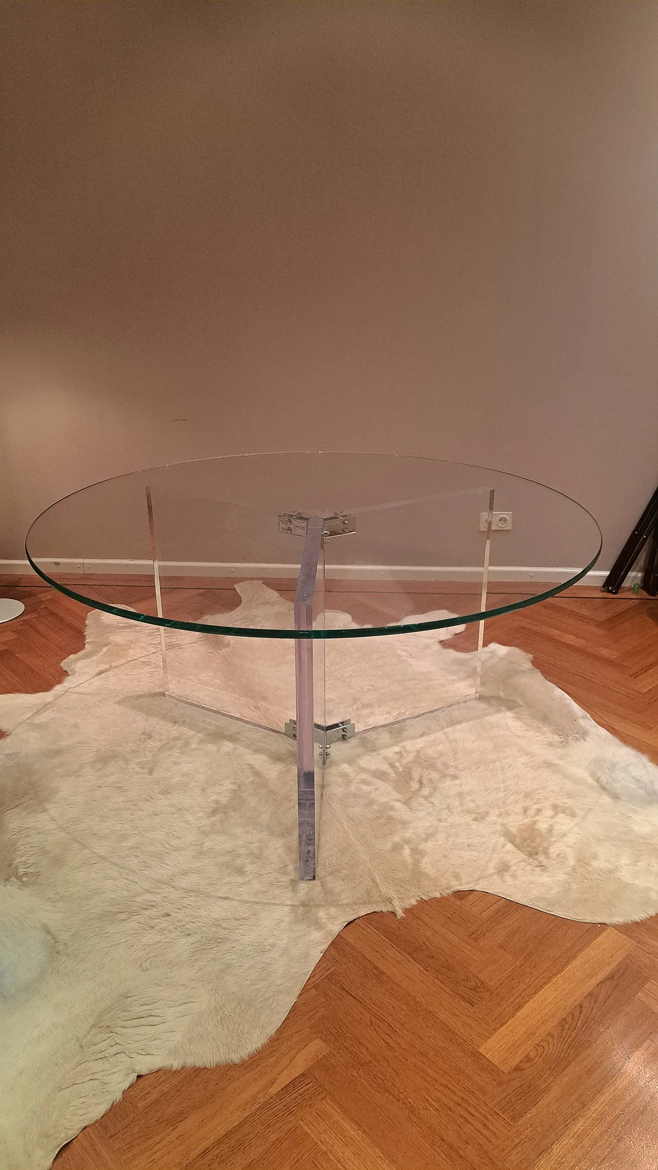 XL Lucite & Glass Round Dining Table 6