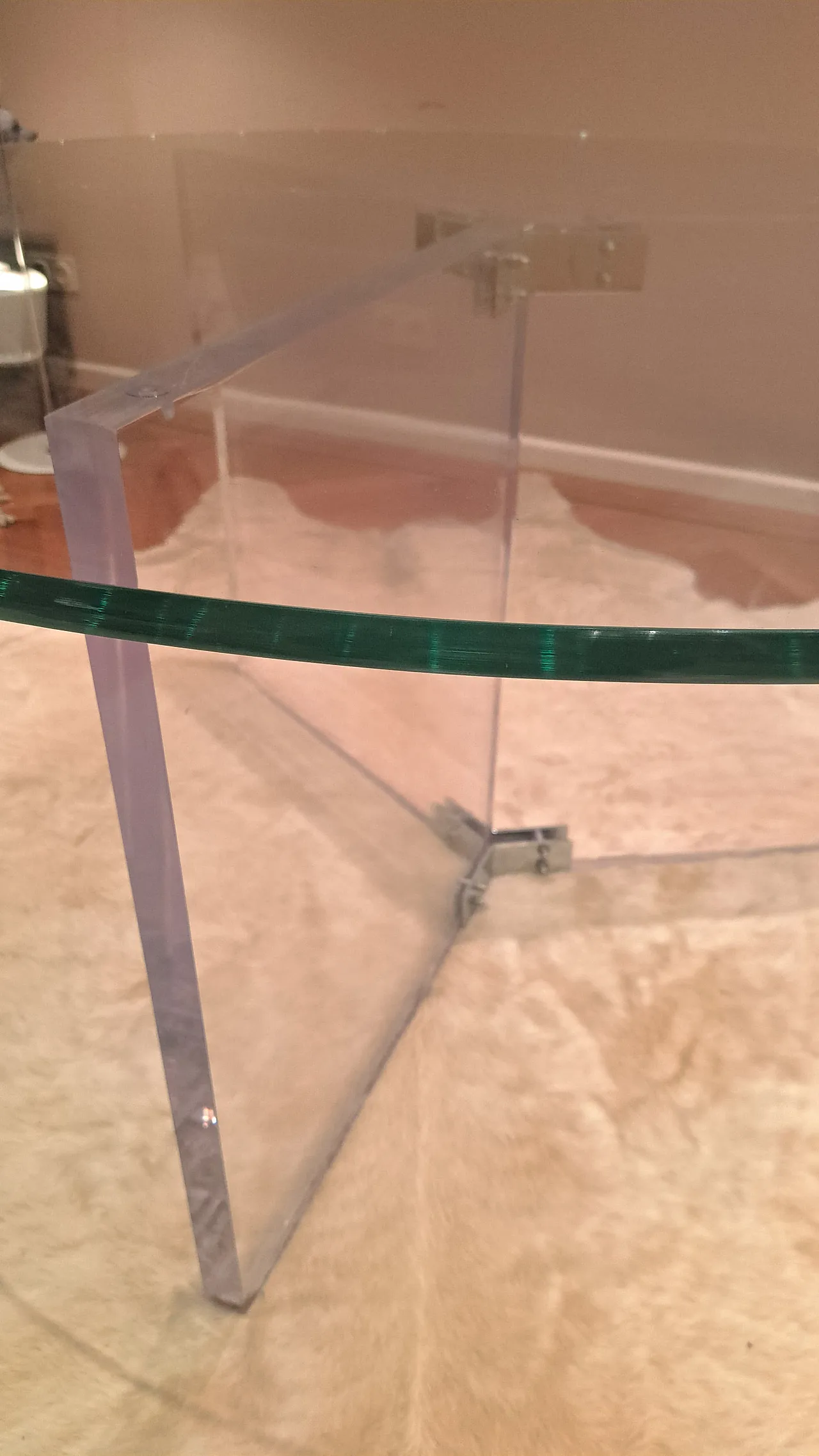 XL Lucite & Glass Round Dining Table 9