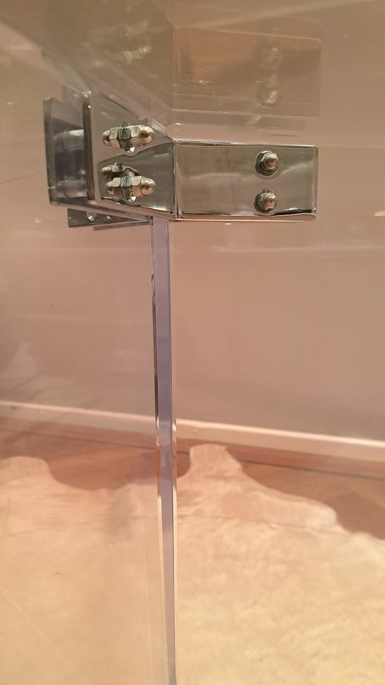 XL Lucite & Glass Round Dining Table 10