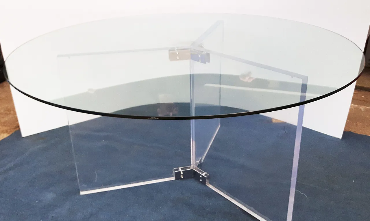 XL Lucite & Glass Round Dining Table 14