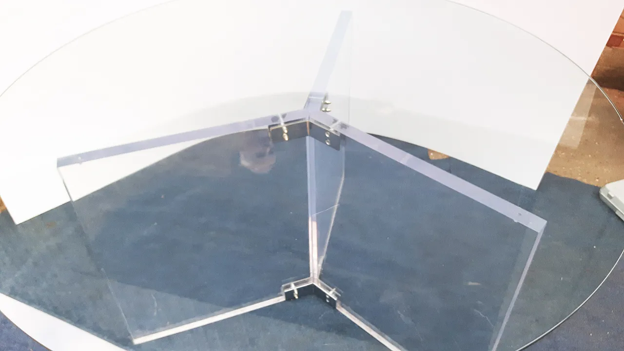 XL Lucite & Glass Round Dining Table 16