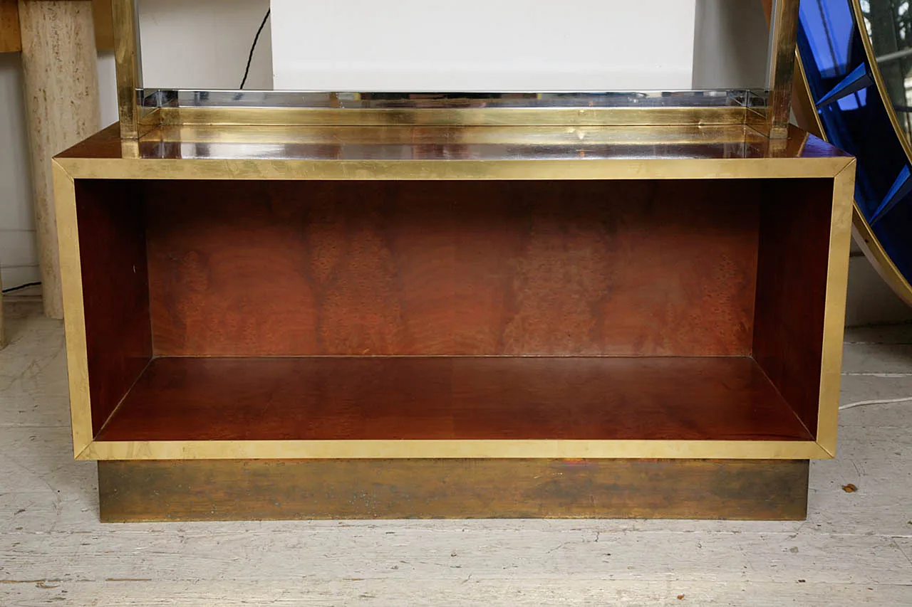Bookshelf by Romeo Rega Burl Walnut  Brass, Chrome & Lucite, 70s 8