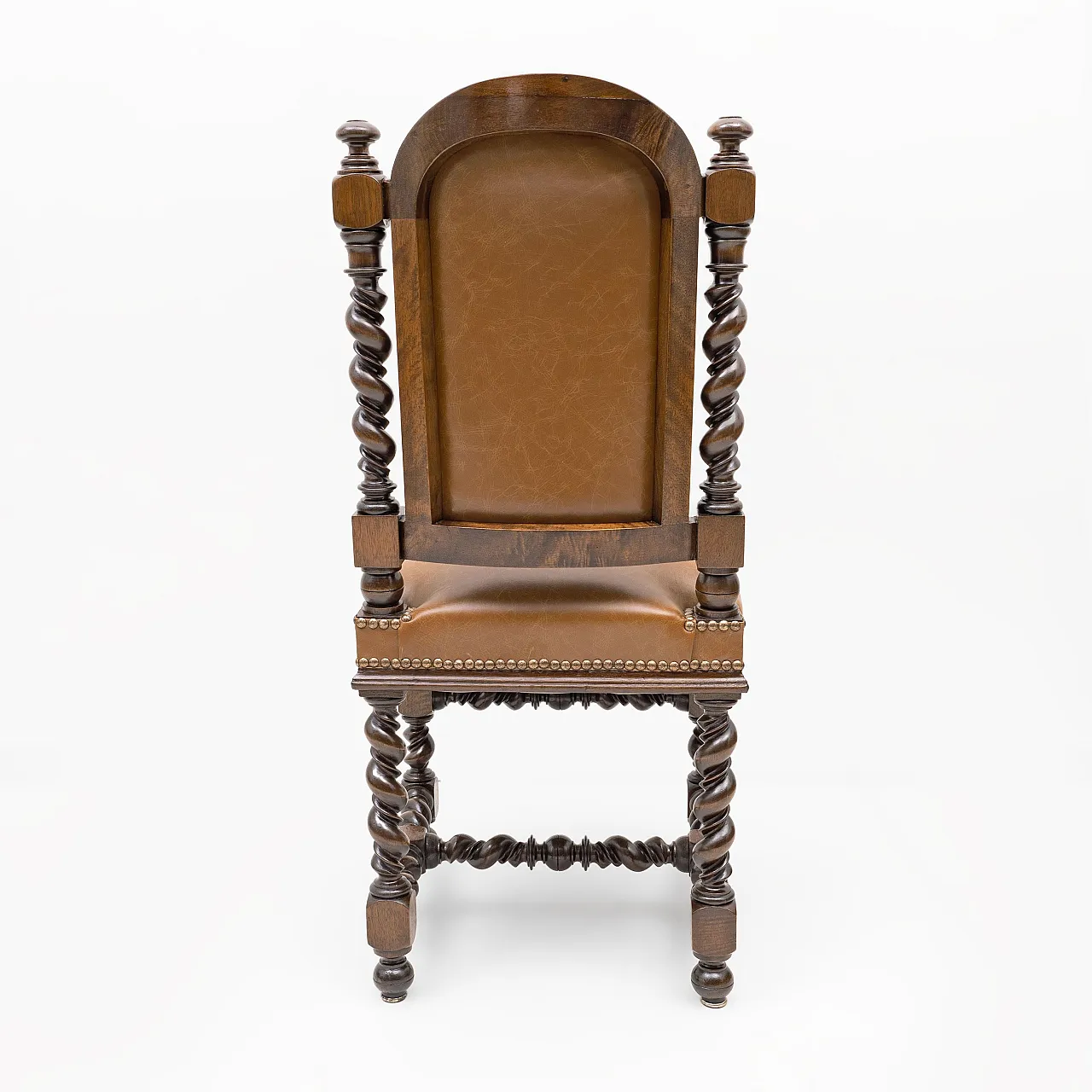 6 Neo-Renaissance walnut dining chairs in leather, late 19th century 9