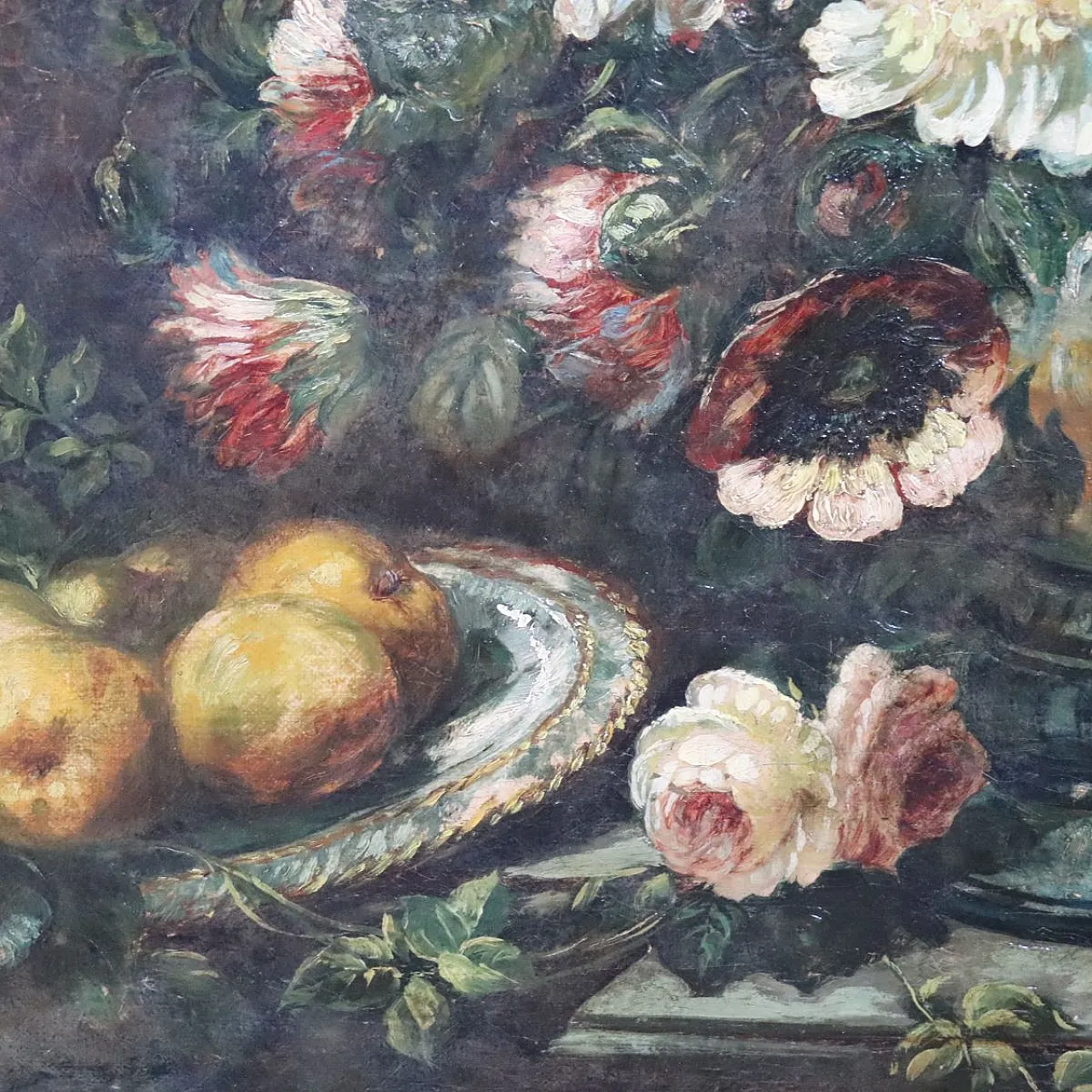 Grande dipinto olio su tela, natura morta, '800 9