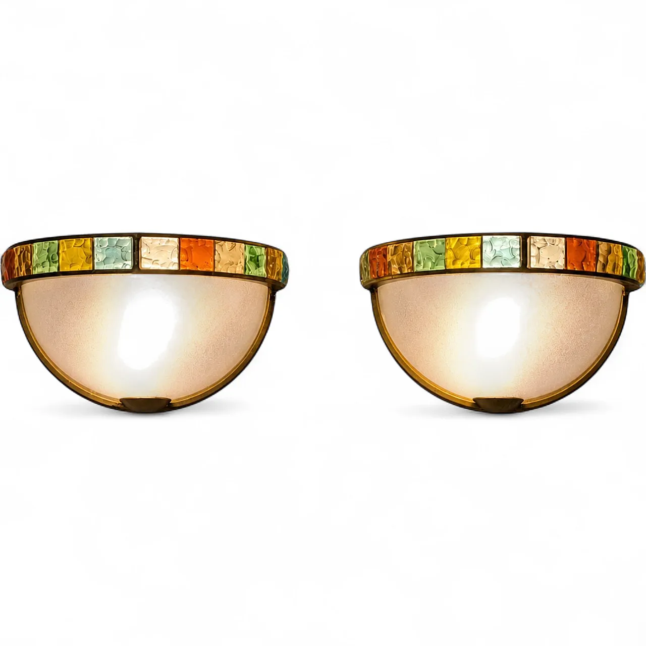 Pair of brutalist Lombard wall sconces in Murano glass, 1970s 10