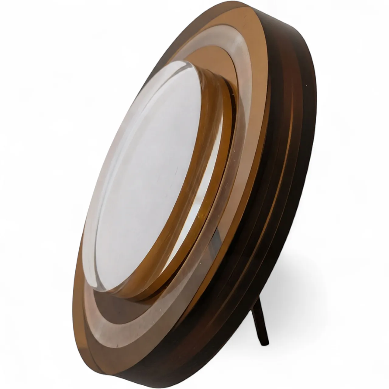 Round Italian 1970s photo frame in amber and silver lucite 9