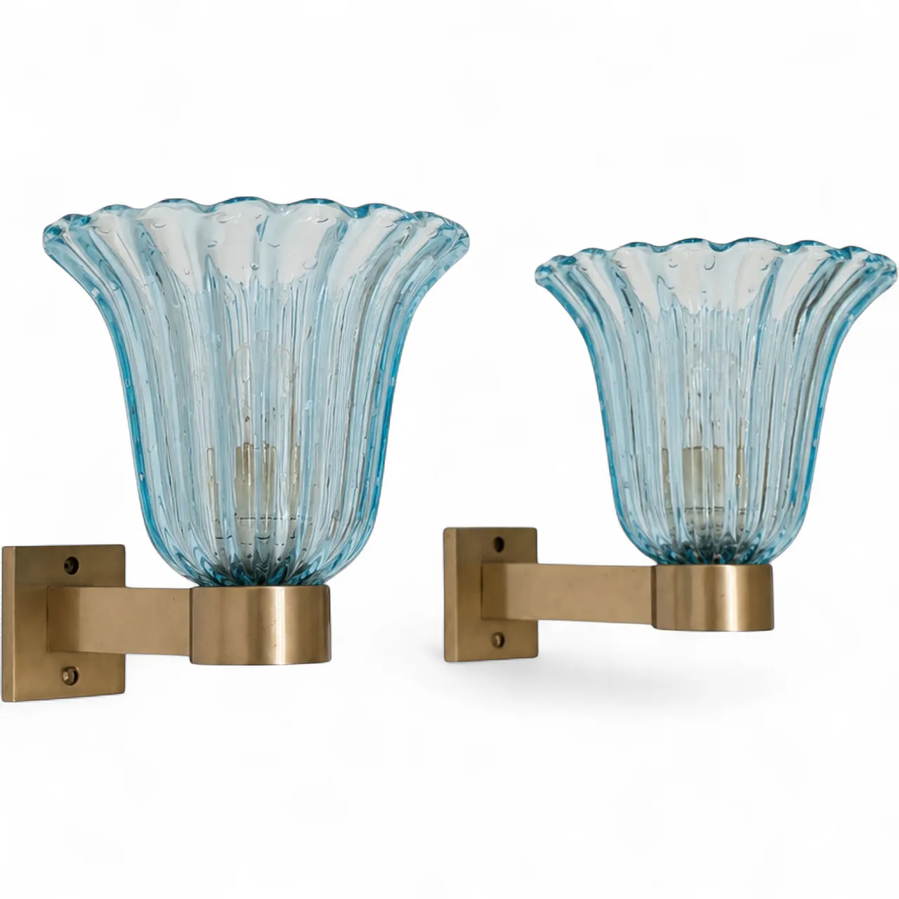 Appliques in vetro di Murano blu attribuite Barovier & Toso, anni '50 11