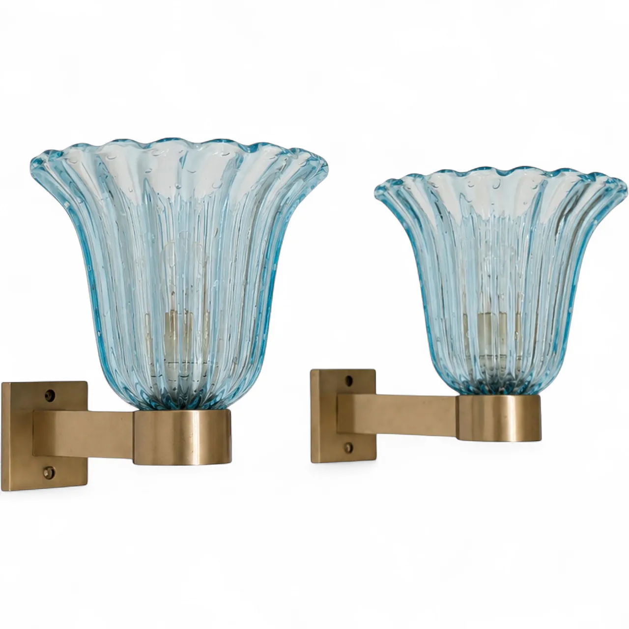 Appliques in vetro di Murano blu attribuite Barovier & Toso, anni '50 13