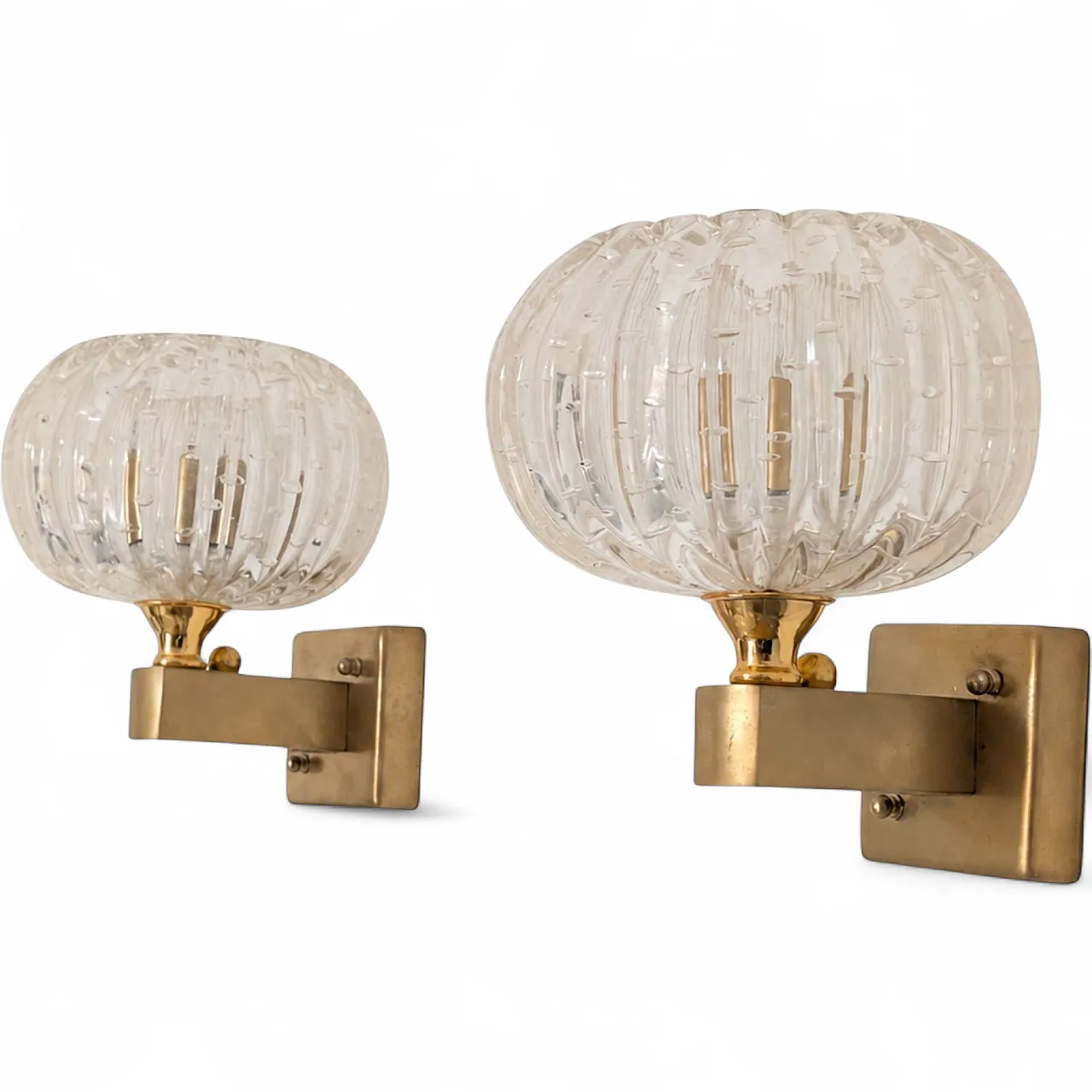 Coppia di appliques in vetro di Murano bolle stile Art Déco, anni ’50 13