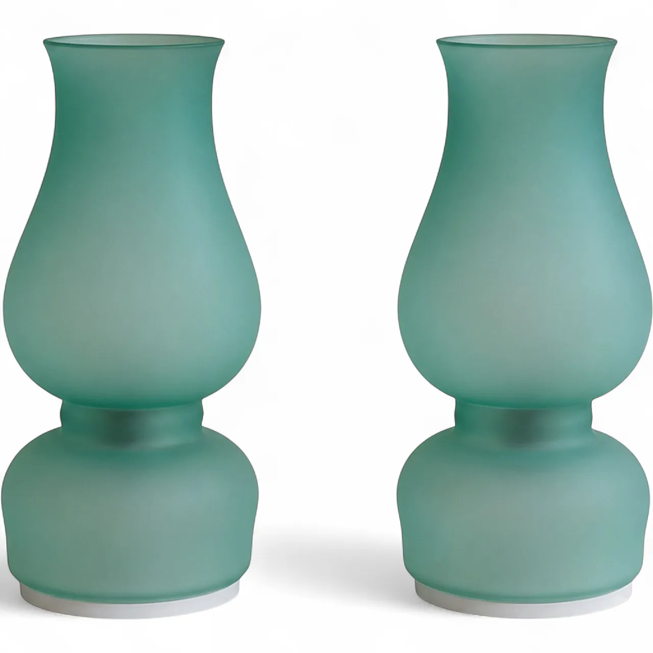 Coppia di lampade Aureliano Toso in vetro di Murano verde, fine 70s 9