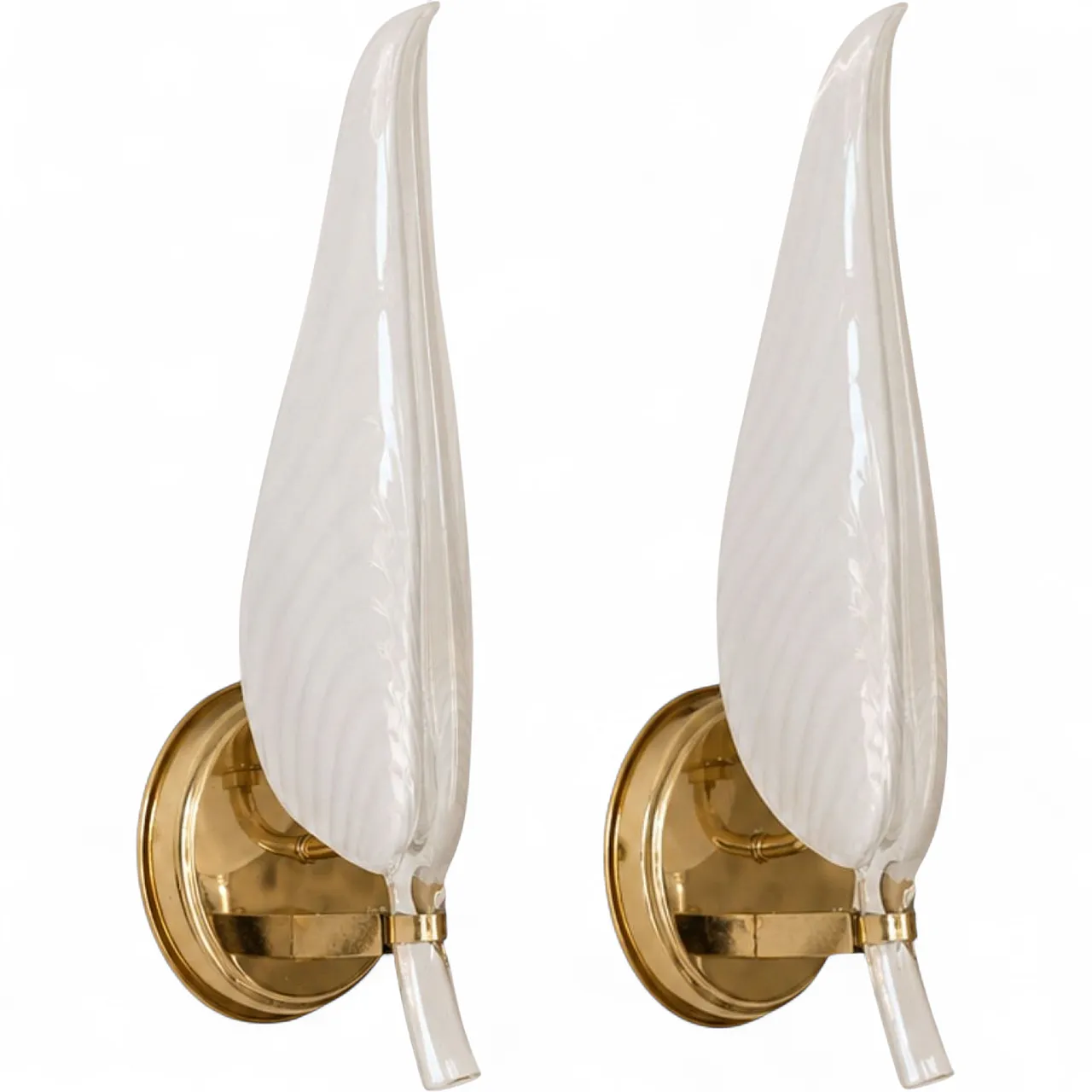 Appliques in vetro di Murano a forma di foglia by Franco Luce anni ’70 10