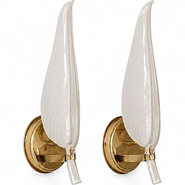 Appliques in vetro di Murano a forma di foglia by Franco Luce anni ’70