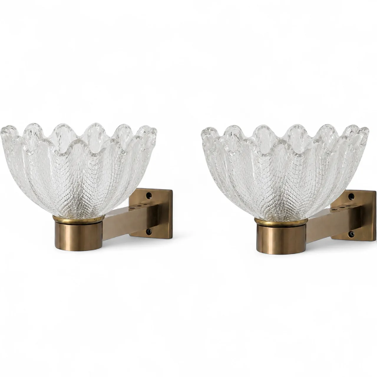 Appliques in brass and Murano glass attributed to Barovier & Toso, 50s 9