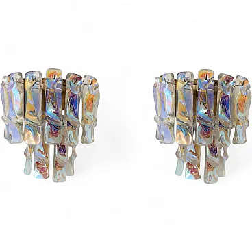 Iridescent Murano glass sconces attributed to Vistosi, 1970s
