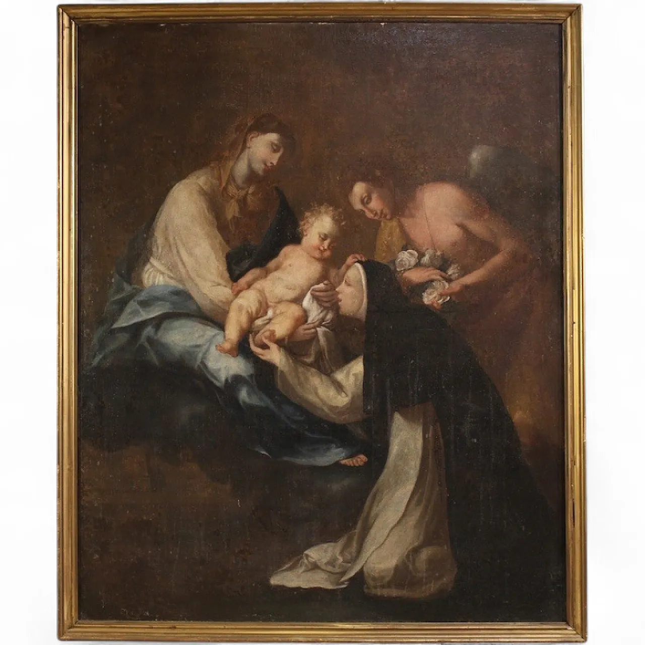 Painting Adoration of Saint Rose of Lima with Madonna and Jesus 15