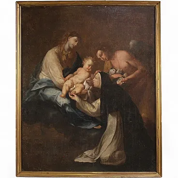 Dipinto Adorazione di Santa Rosa da Lima con Madonna e Gesù