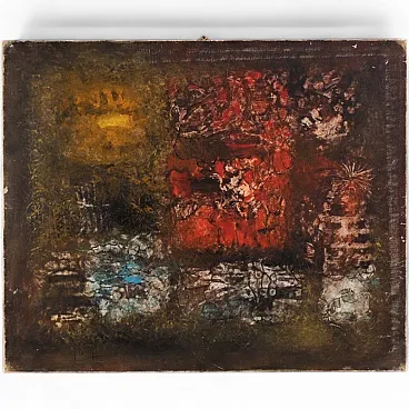 Dipinto americano astratto firmato J. Wolff