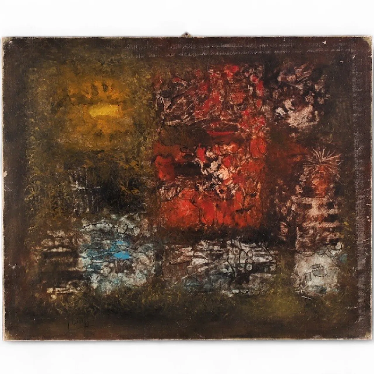 Abstract American painting signed J. Wolff 16