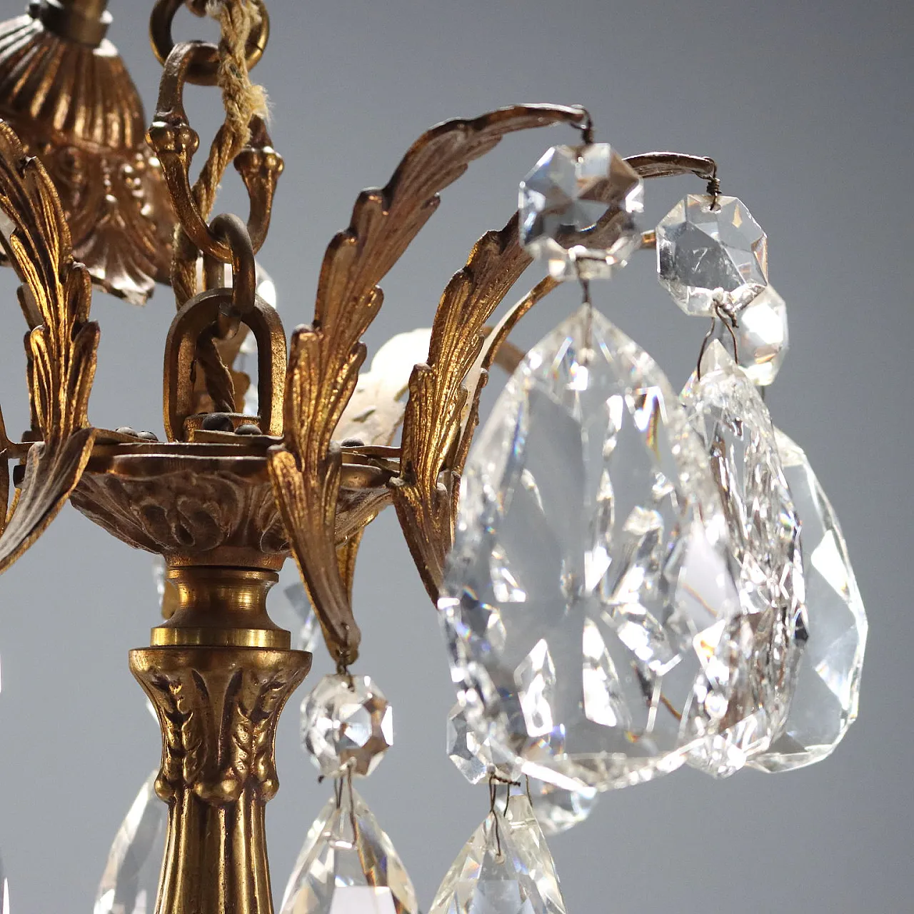Coppia di lampadari in bronzo dorato, '900 4