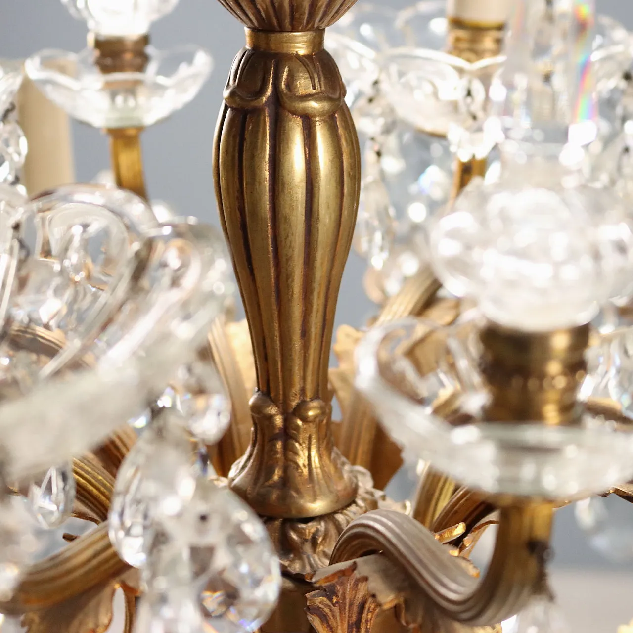 Coppia di lampadari in bronzo dorato, '900 6