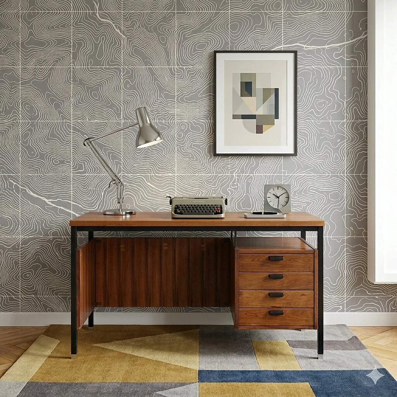 Wooden and metal desk, 1960s 2