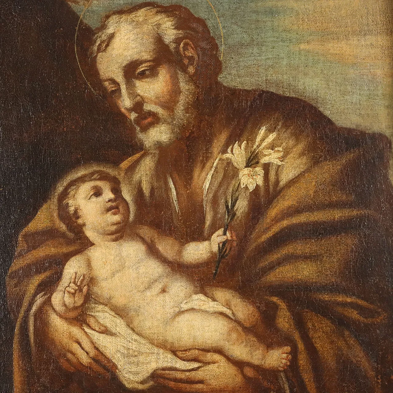 Saint Joseph and the Baby Jesus, oil on canvas, 17th century 3