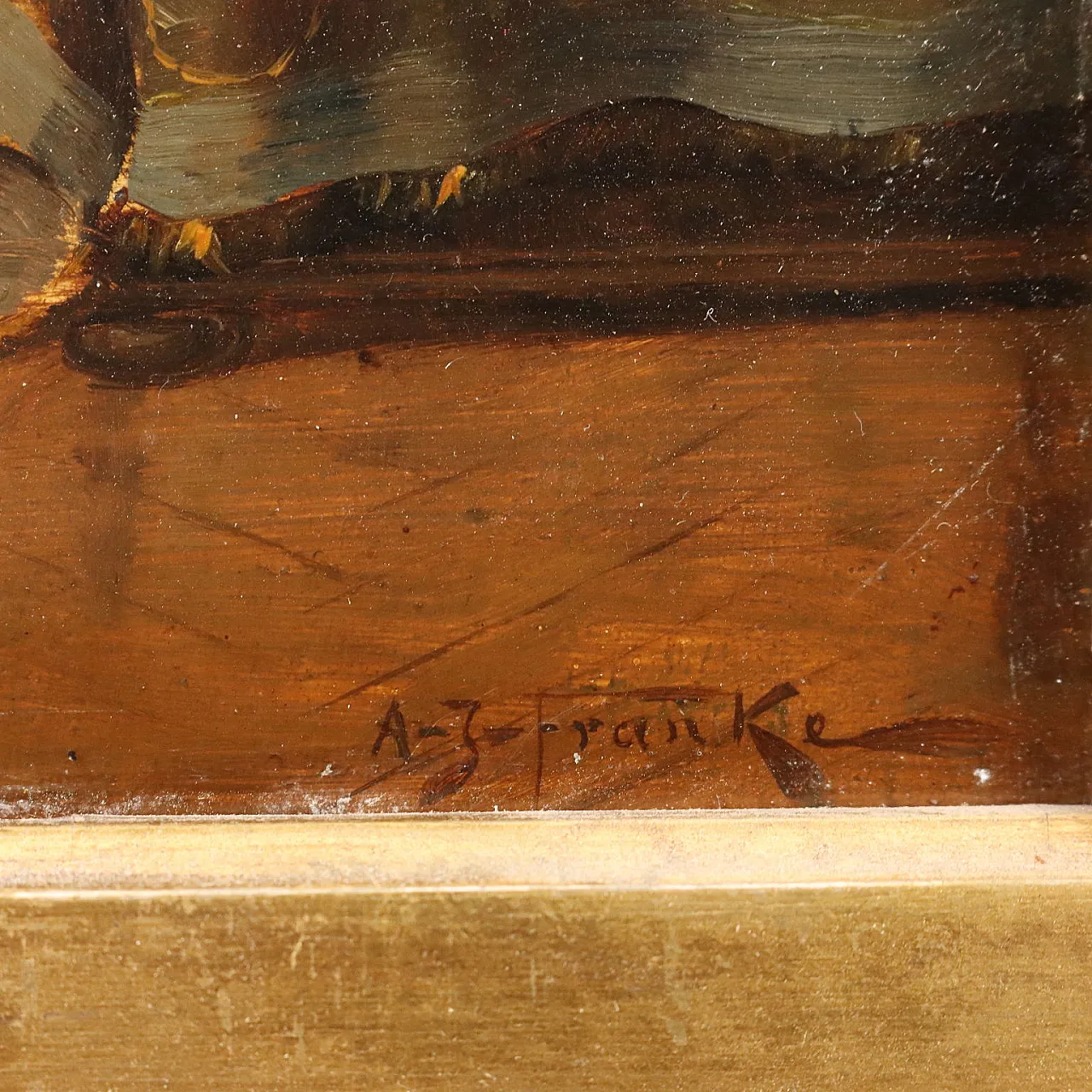 Painting by Albert Joseph Franke, oil on panel, early 20th century 8