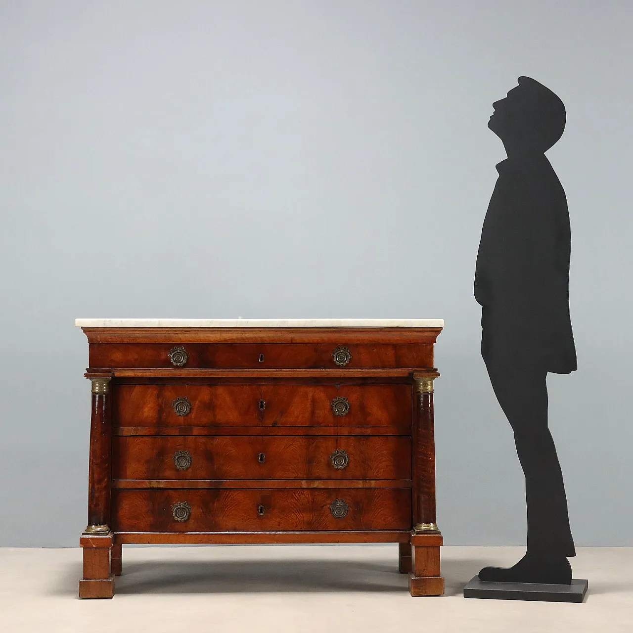 Empire chest of drawers in mahogany feather, 19th century 3