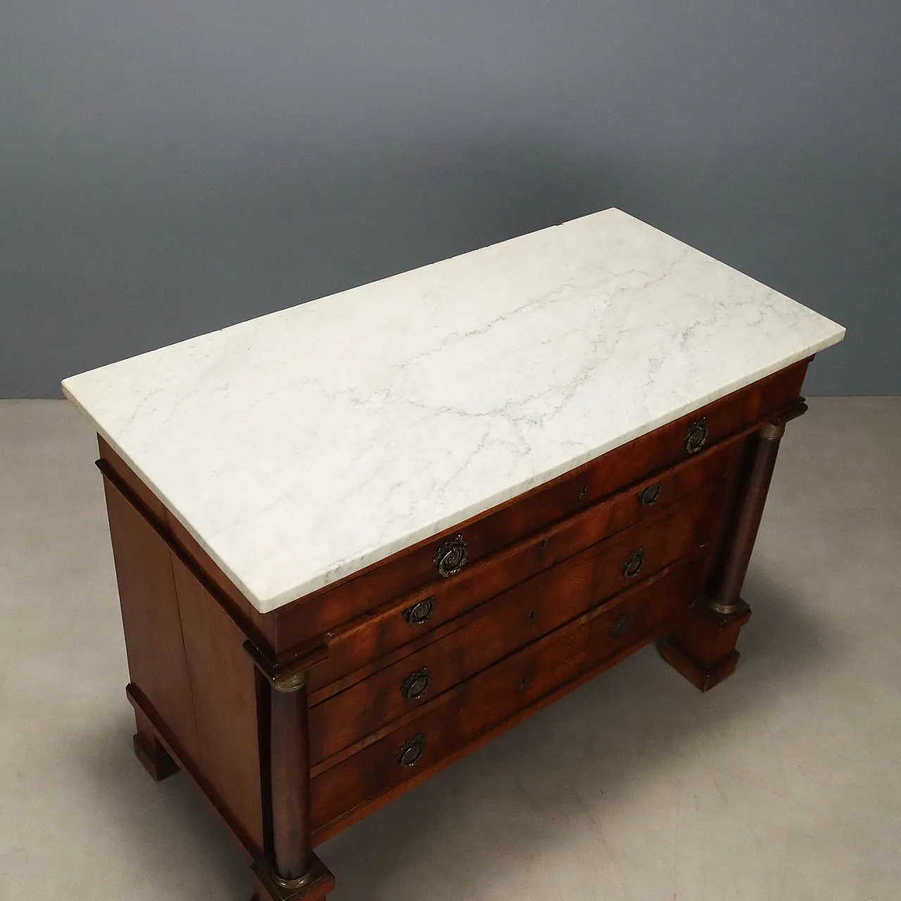 Empire chest of drawers in mahogany feather, 19th century 10