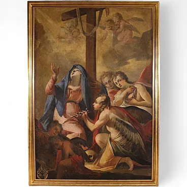 Quadro italiano Madonna addolorata con angeli, '600