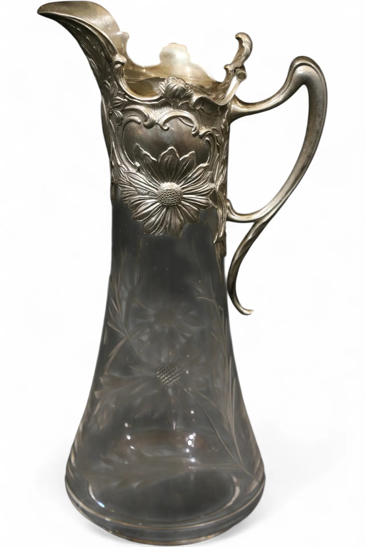 Brocca versatoio vino cristallo argento Topazio atlantis liberty, 1910 25