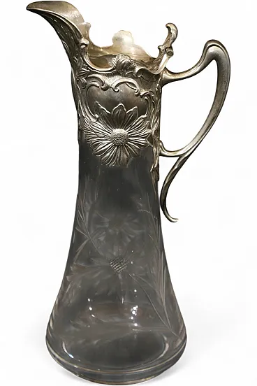 Brocca versatoio vino cristallo argento Topazio atlantis liberty, 1910