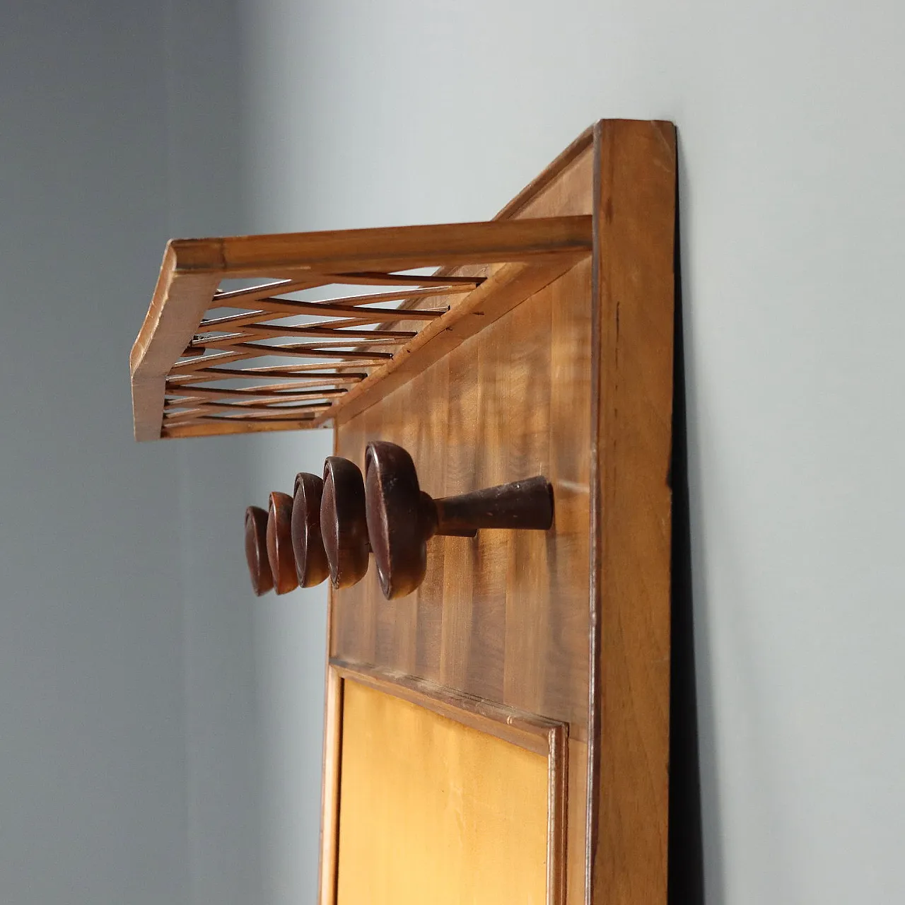 Hat hanger with oak and fabric frame, 20th century 6