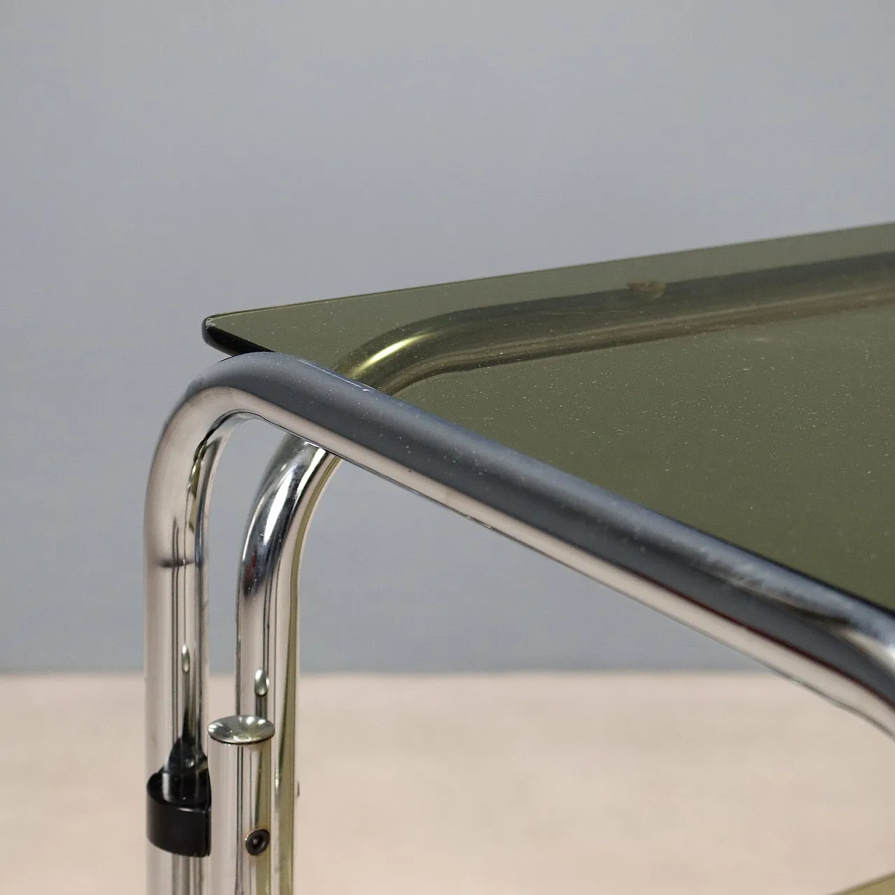 Cart in metal e smoked glass, late 20th century 5